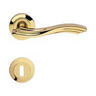 MARINA Lever Handle on Rose in Polished